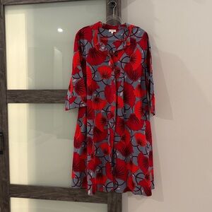 Floral Red and Gray Women's Dress